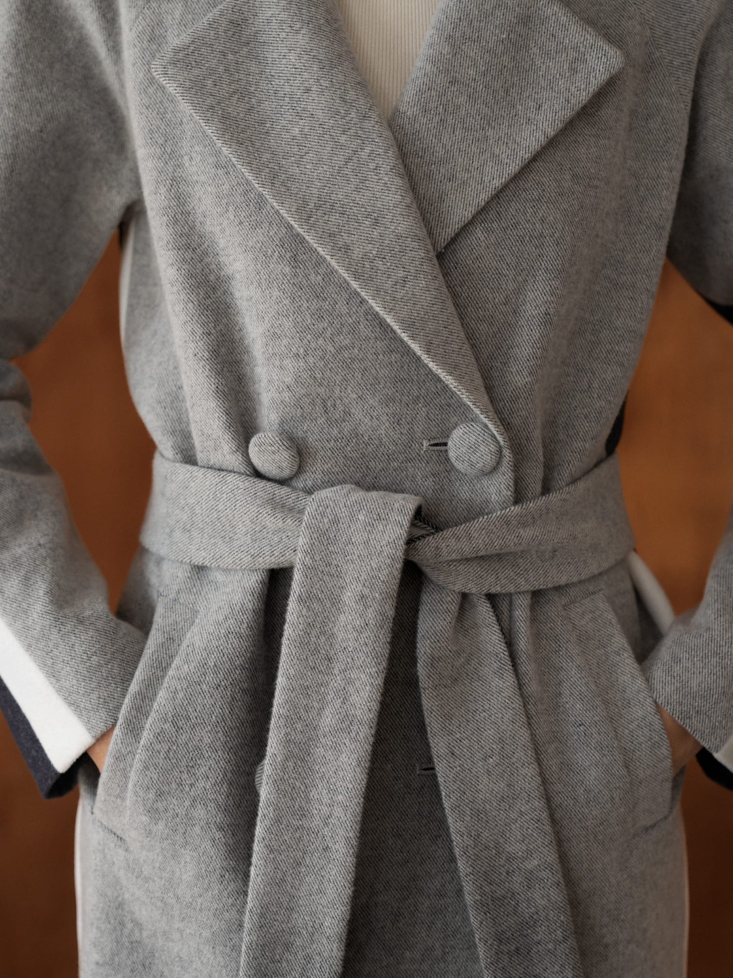 Three-color Long Coat, Blue and Gray