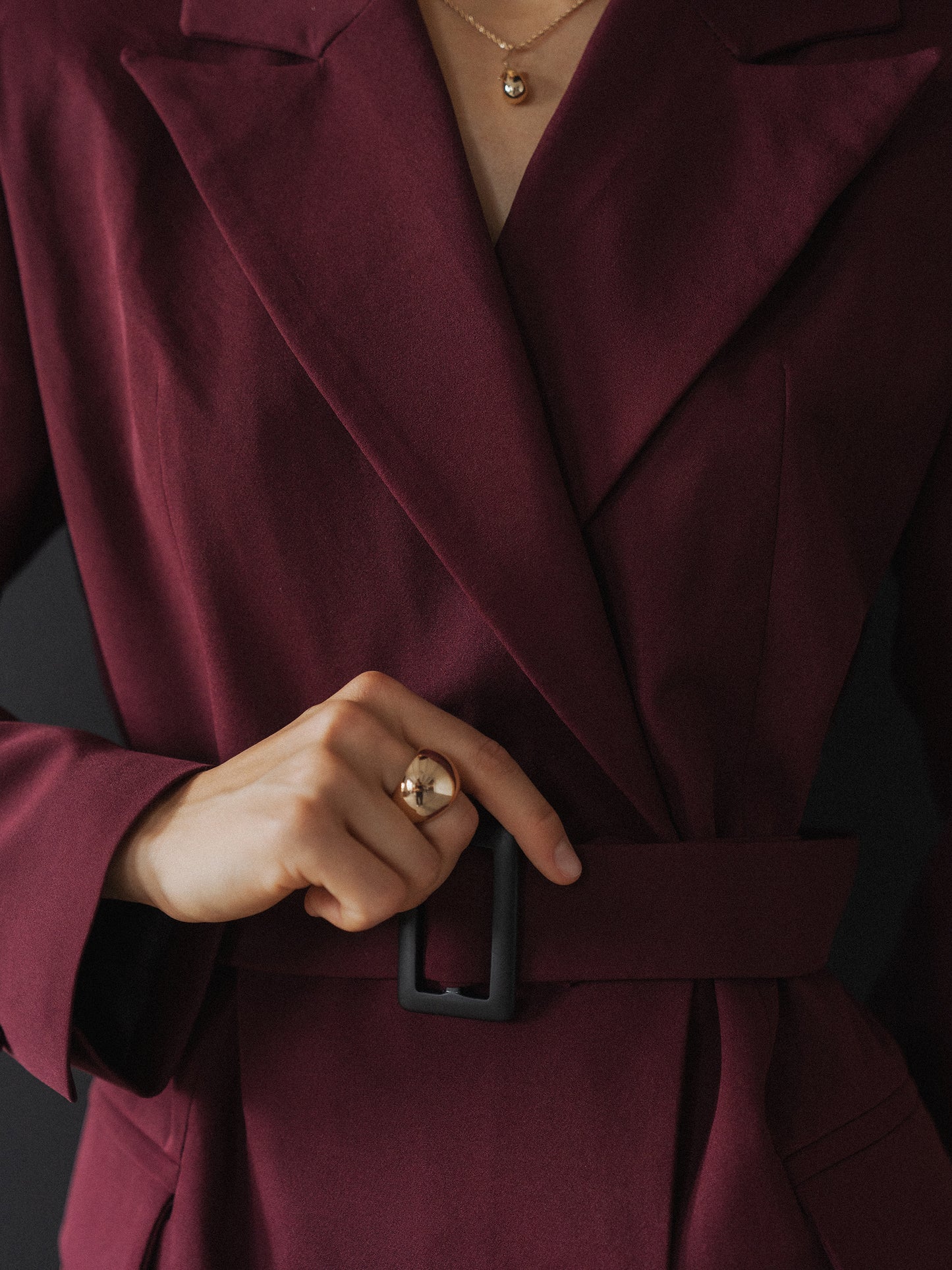 Suit jacket with belt, Burgundy