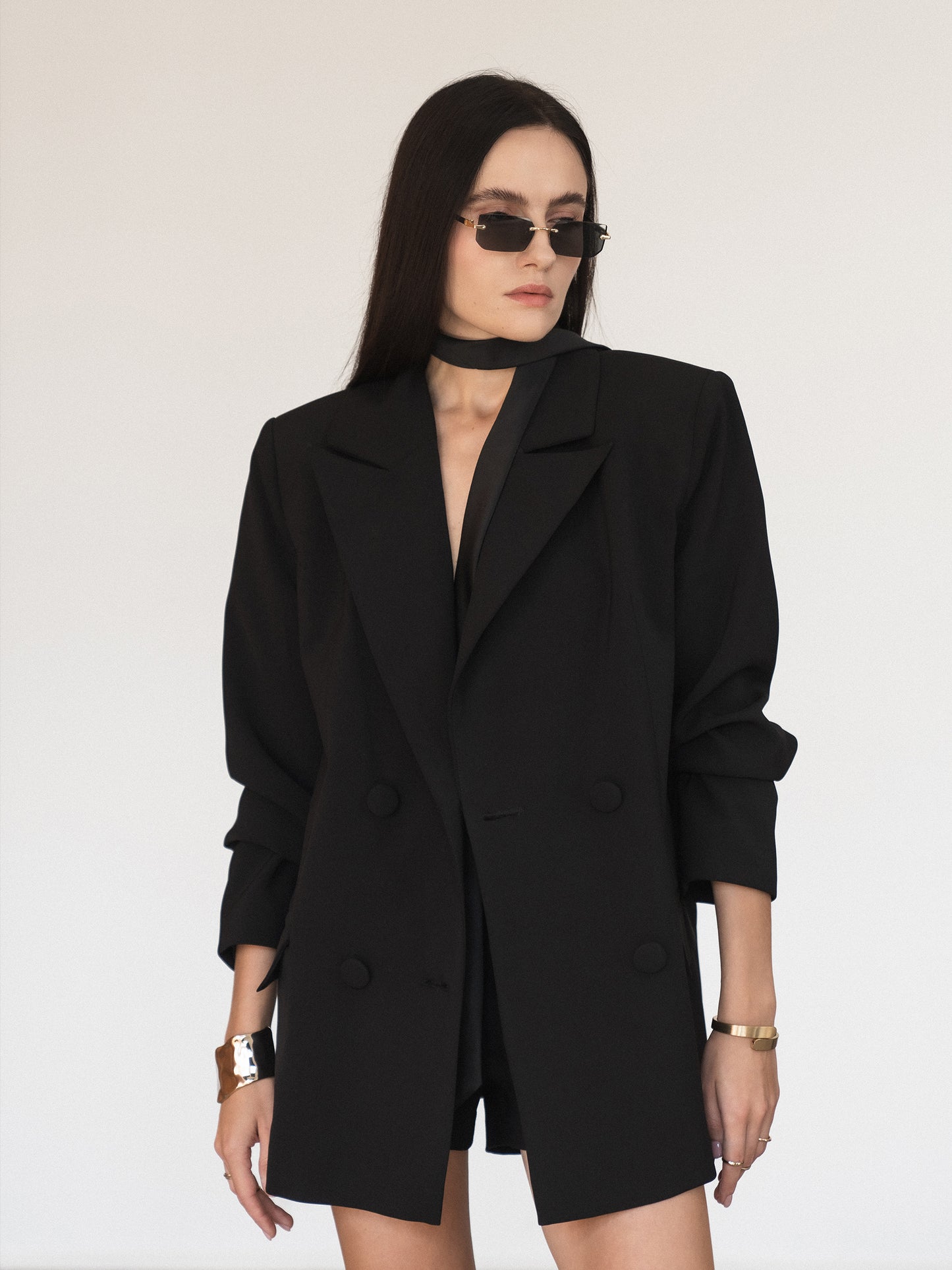 Suit jacket with belt, Black